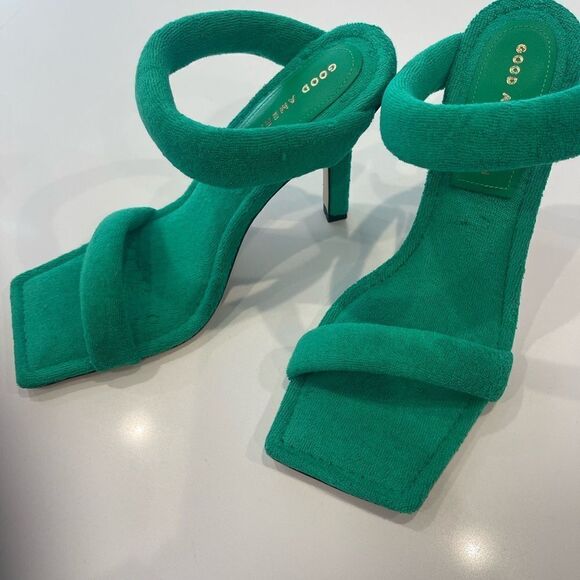 Good American Green Terry Slip On High Heel Sandals NEW - Picture 7 of 12